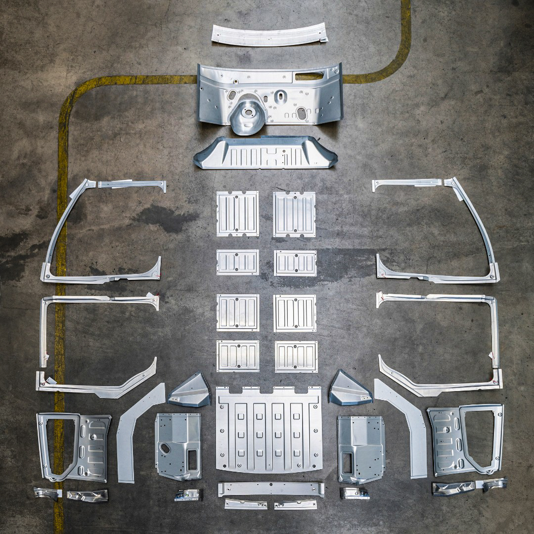 Layout der Aluminium-Komponenten des Body-in-white.